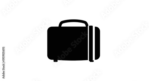 Black suitcase with handle and lock isolated on a white background representing travel and luggage