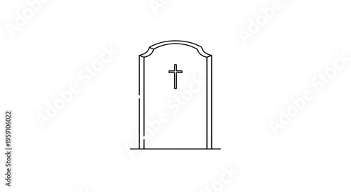 Christian Tombstone with Cross, Funeral Monument, Cemetery Stone, Religious Symbol, Grief, Memorial