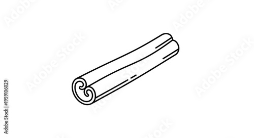 Cinnamon Stick Isolated on White Background, Hand-Drawn Style
