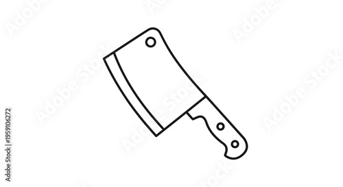 Butcher Knife Icon, Meat Cleaver Line Art, Kitchen Utensil Symbol, Cooking Tool