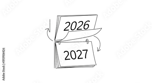 Calendar flipping from 2026 to 2027, symbolizing time passing and new year transition
