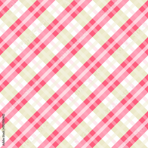 Pink Diagonal Plaid Pattern Seamless Background Not AI Generated.Stylish diagonal plaid pattern in pink tones for modern and fashion design use.
