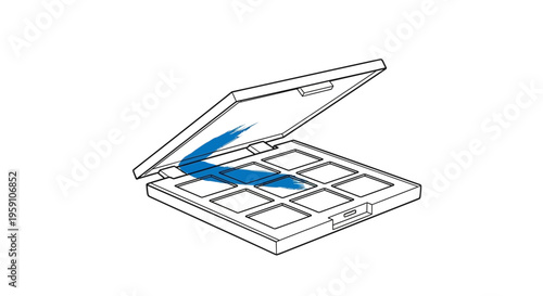 Blue Eyeshadow Swatch on Open Makeup Palette, Artistic Beauty Concept