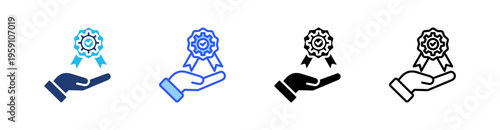 Quality Service Multi Style Icon Set Vector 