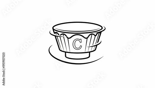 Bongo Drum Outline Icon with Swirls, Musical Instrument Vector Graphic