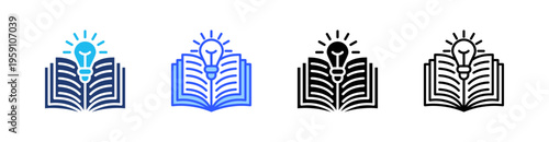 Knowledge Multi Style Icon Set Vector 