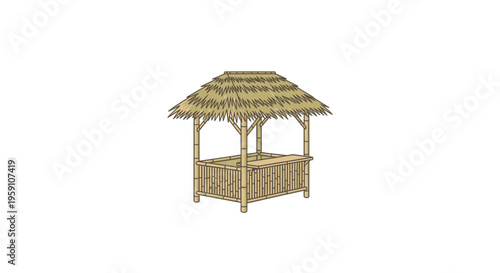 Bamboo Hut with Thatched Roof - Tropical Island Shelter, Market Stall, or Gazebo