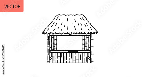 Bamboo Hut with Thatched Roof, Tropical Beach Bar, Kiosk, Tiki Style