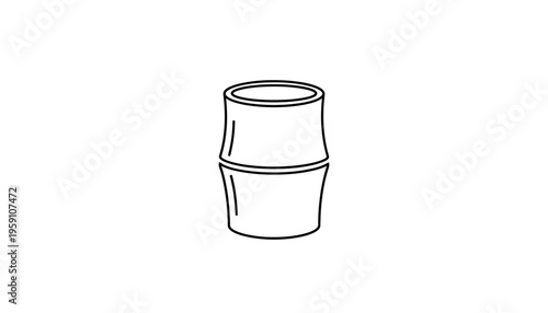 Bamboo Segment Icon, Natural Material, Minimalist Design, Isolated on White Background