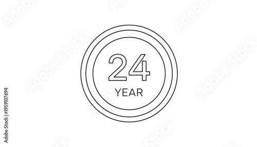 24 Year Anniversary Emblem, Celebration Badge, Milestone Achievement Icon