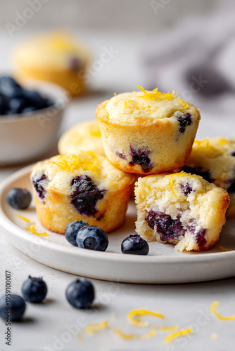 blueberry lemon cottage cheese bites, small golden mini muffin-style bites 