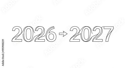 2026 to 2027 transition year, arrow showing progress and future planning