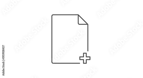 Add New Document Icon with Plus Symbol, Flat Design