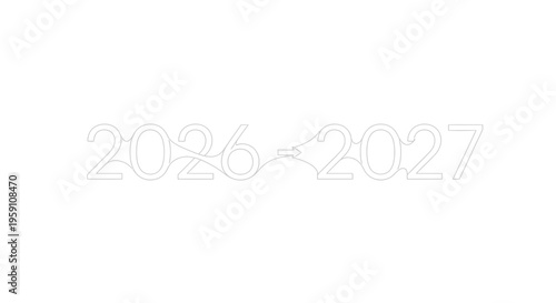 2026-2027 Year Numbers White Outline Graphic Design