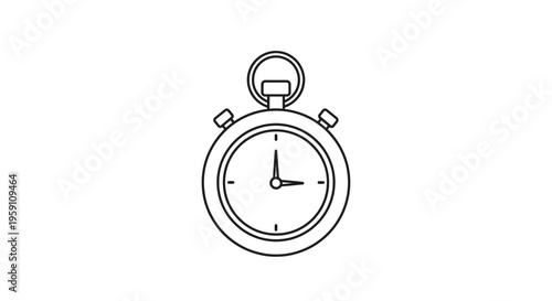 Stopwatch Icon, Time Measurement, Countdown, Timer, Clock Face, Simple Line Art