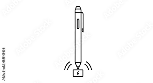 Stylus Pen Charging on Magnetic Pad, Digital Drawing Tool Icon