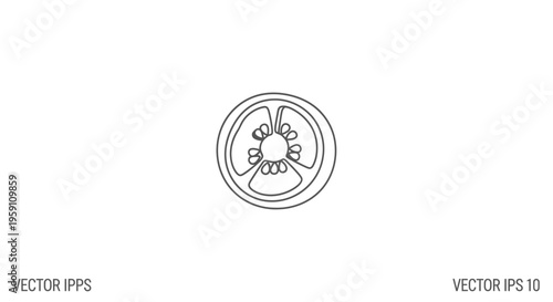 Tomato Slice Icon, Fresh Food Ingredient, Healthy Eating, Simple Line Art