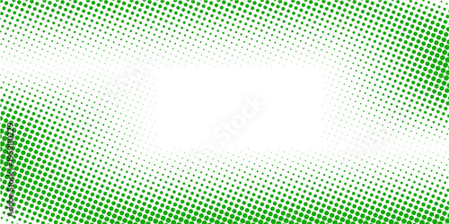 Green color halftone grain texture. Faded dotted gradient pattern background. Grunge pixel cartoon overlay backdrop. Anime or manga wavy noise cover. Raster comic pop art gradation wallpaper. Vector