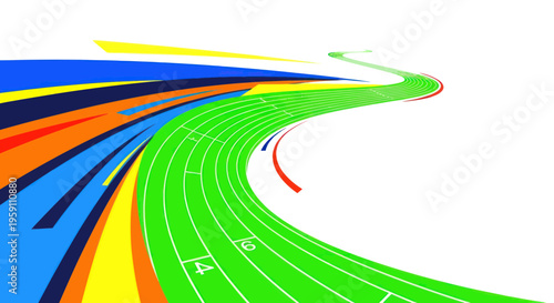 Colorful Abstract Running Track with Speed Lines and White Background