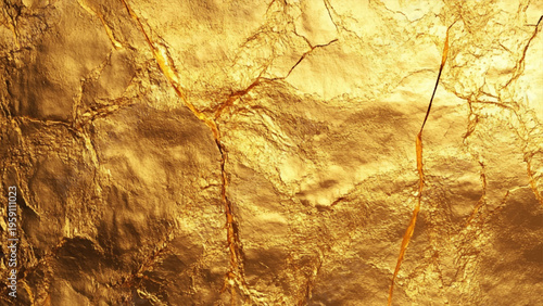 Metallic Gold Cement Wall Background. Rough Golden Concrete Texture Close Up. Warm Gold Concrete Wall Abstract Background