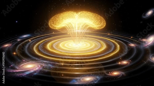 Abstract cosmic brain creating universe, galaxies swirling in a nebula, science and consciousness