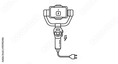 Smartphone Gimbal Stabilizer Charging Icon, Technology Concept