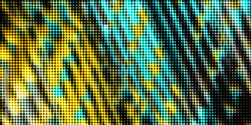 Abstract blue halftone fade dots motion background. Abstract colorful polka dot pattern on black background