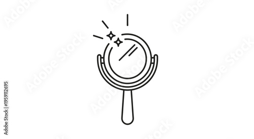 Sparkling Handheld Mirror Icon - Cleanliness, Beauty, Reflection, and Self-Care Concept
