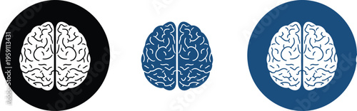Human brain icons set neuroscience intelligence mind psychology outline vector illustration
