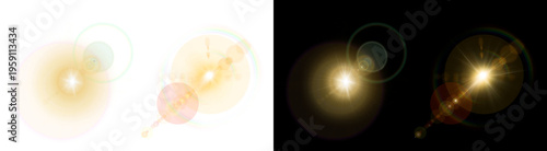 Photos PNG image of Brilliant golden sun flare effect with beautiful circular lens arti