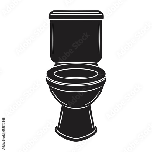 Modern Toilet Bowl Silhouette Vector Clean Bathroom Sanitary Icon Design