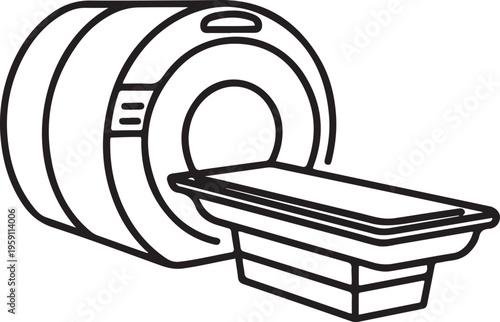 Modern mri scanner icon simple outline single line art illustration isolated. One line draw graphic design vector
