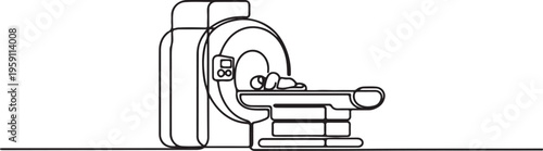 Modern mri scanner icon simple outline single line art illustration isolated. One line draw graphic design vector