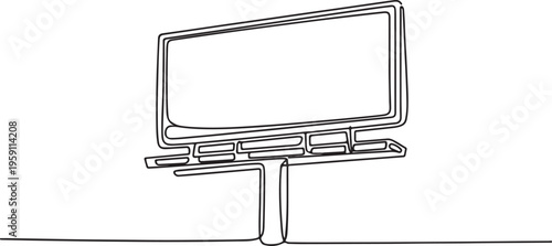 Outdoor billboard in continuous one line drawing. Single line art illustration of Blank outdoor Billboard for advertising. One line draw graphic design vector