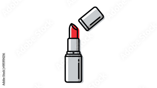 Lipstick With Cap Illustration Representing Cosmetic Product Packaging And Beauty Makeup Essential Vector Illustration