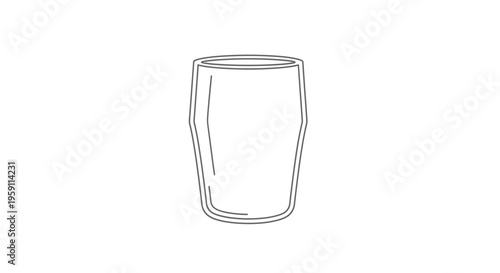 Simple Line Drawing of an Empty Pint Glass on White Background