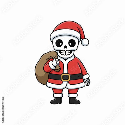 christmas skeleton dressed as santa claus