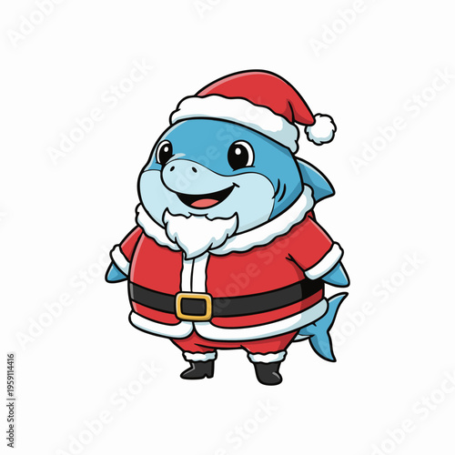 christmas shark santa claus cartoon character