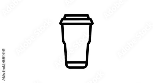 Simple Line Icon of a Tumbler Cup with Lid, Vector Illustration