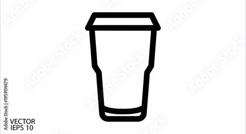 Simple Line Icon of a Tumbler Cup with Lid, Vector Graphic