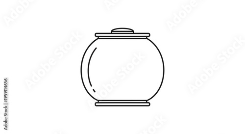 Simple outline drawing of a round glass fishbowl with a lid, isolated on white background.