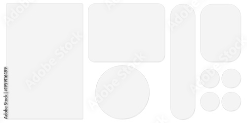 Foto glassmorphism ui kit, transparent glass buttons, frosted acrylic panels, modern