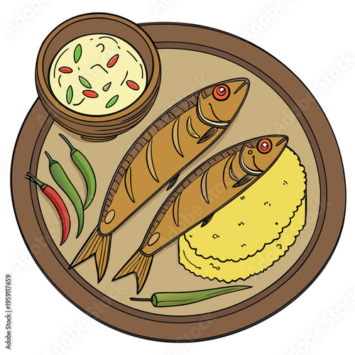vector illustration of a set of food