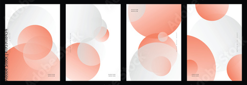 Soft salmon and light grey translucent circles create balanced geometric layouts. A modern abstract vector template set tailored for corporate presentations or elegant minimal packaging. 