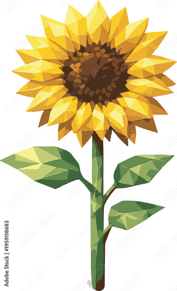 Naklejka premium sun flower with low poly art, eps 10 illustration