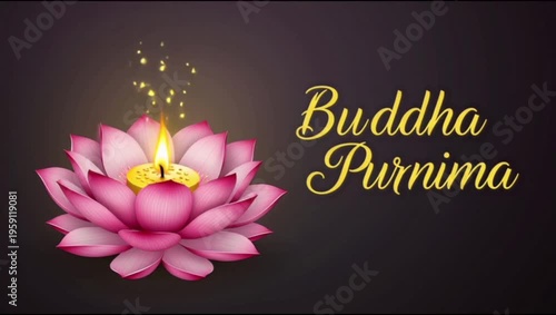 Buddha Purnima Candle in Lotus