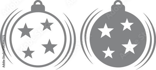 Gray and white christmas ornaments with stars design