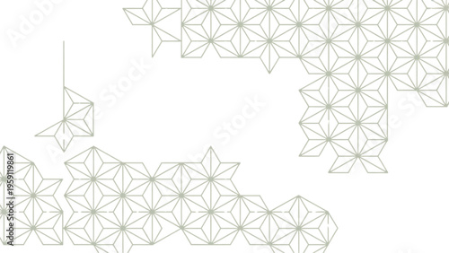A delicate geometric pattern featuring repetitive star shapes in a soft light sage green color hue Vector