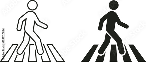 Pedestrian crossing icons showing a person walking on a zebra crossing