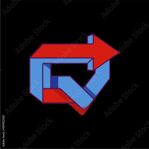 Abstract 3D Arrow Loop Graphic Design Element.